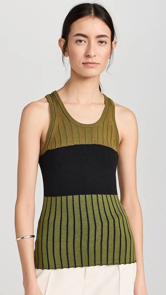 Proenza Schouler  |Stripes Casual Style Silk Rib Sleeveless U-Neck Cotton