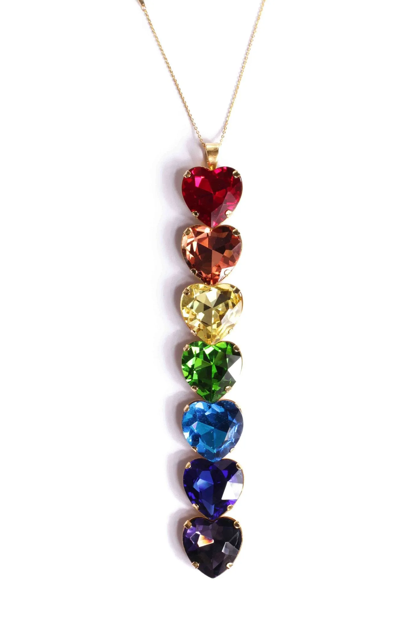 Rainbow heart pendant necklace