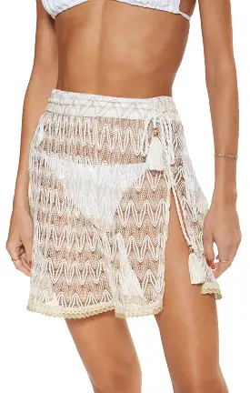 Ramy Brook - Sloan Skirt - White Lurex Chevron Knit