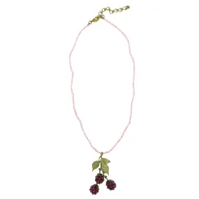 Raspberry Garnet 15 Pendant Pearl Necklace by Michael Michaud 8112