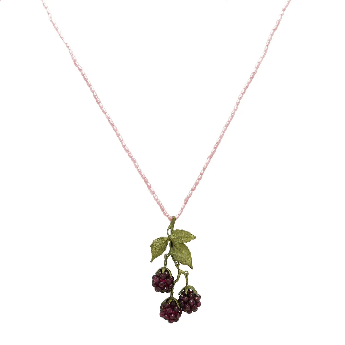 Raspberry Garnet 15 Pendant Pearl Necklace by Michael Michaud 8112