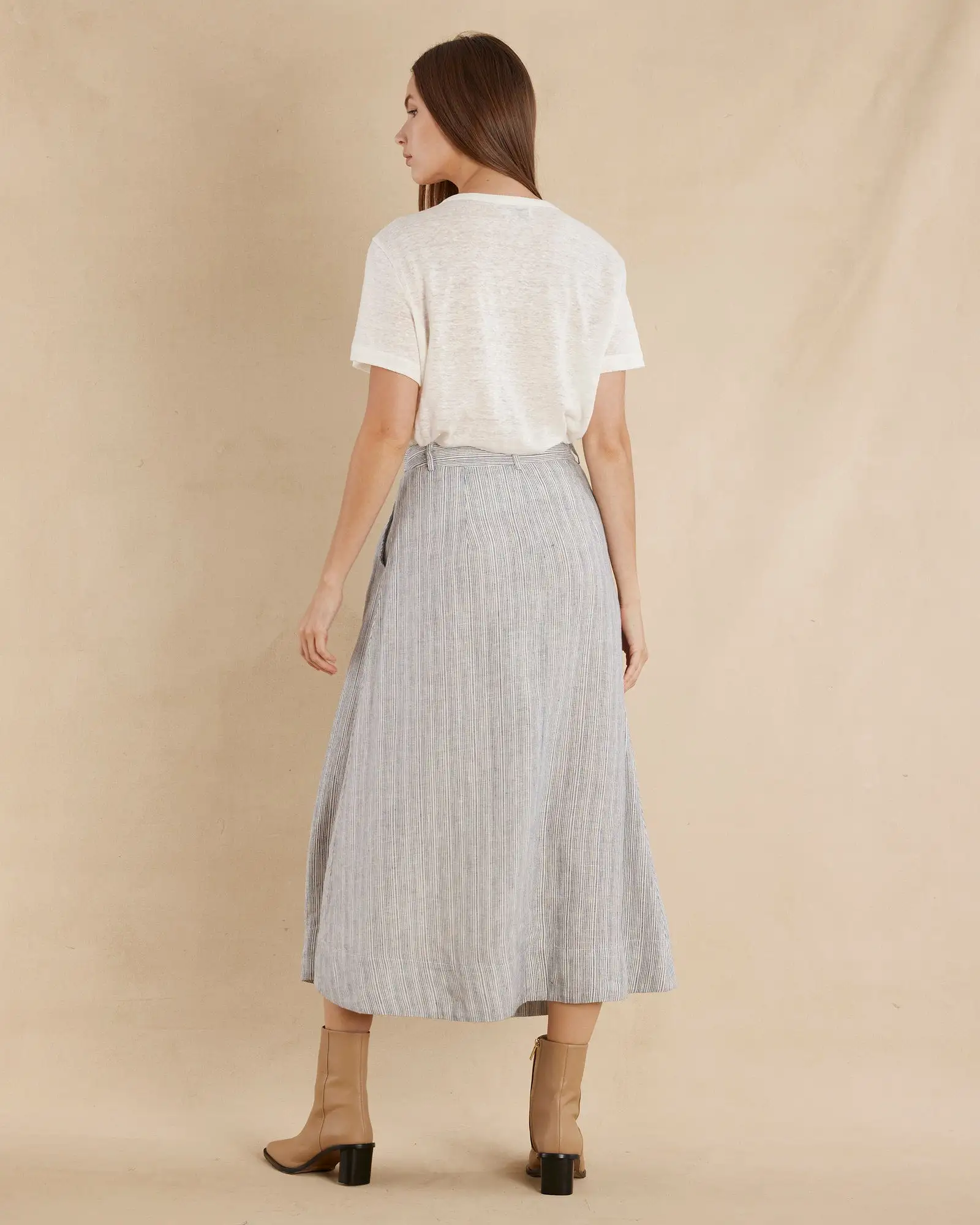 Rayee Linen Striped Skirt