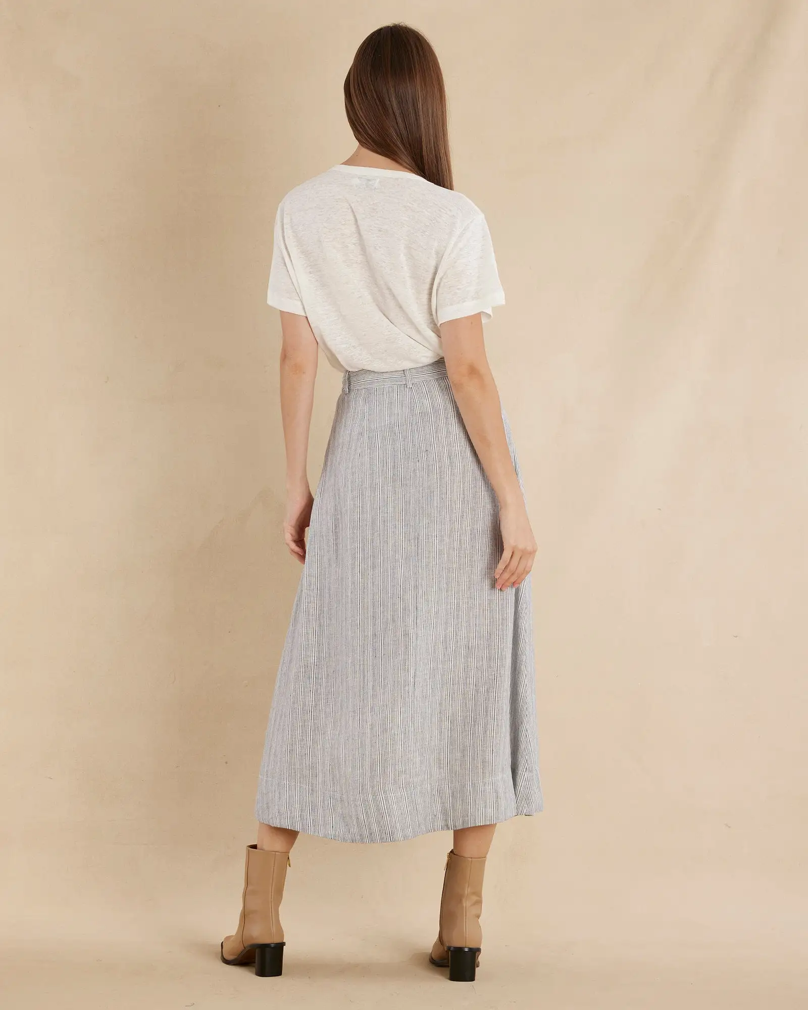 Rayee Linen Striped Skirt