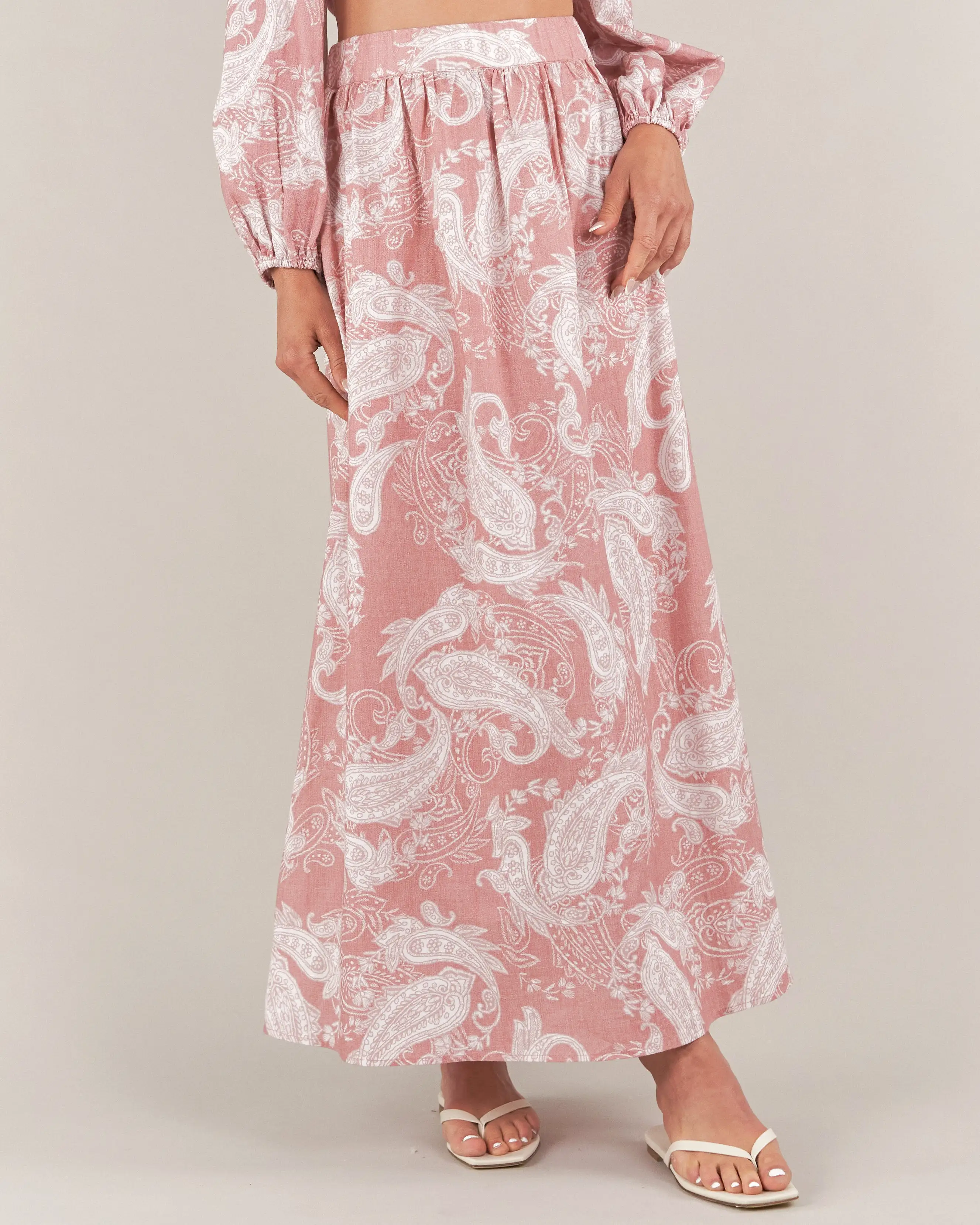 Rosa Paisley Linen Maxi Skirt