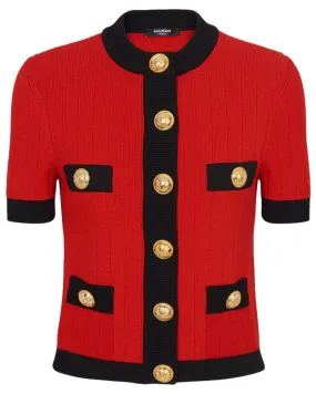 Rouge and Noir Knit Button Cardigan