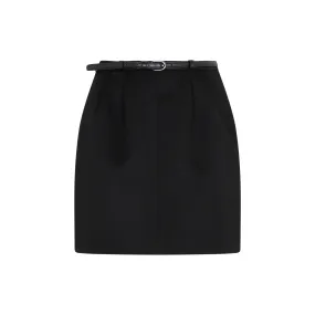 SAINT LAURENT Elegant Black Wool Mini Skirt for Women in SS23