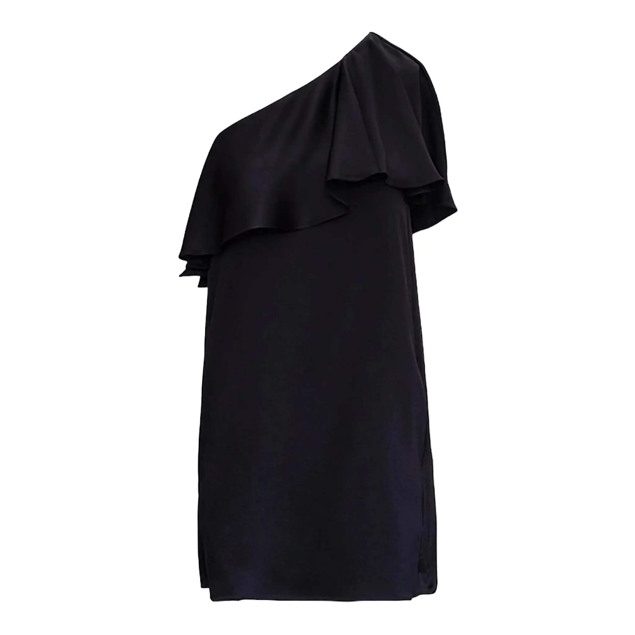 Saint Laurent One-Shoulder Ruffle Mini Dress