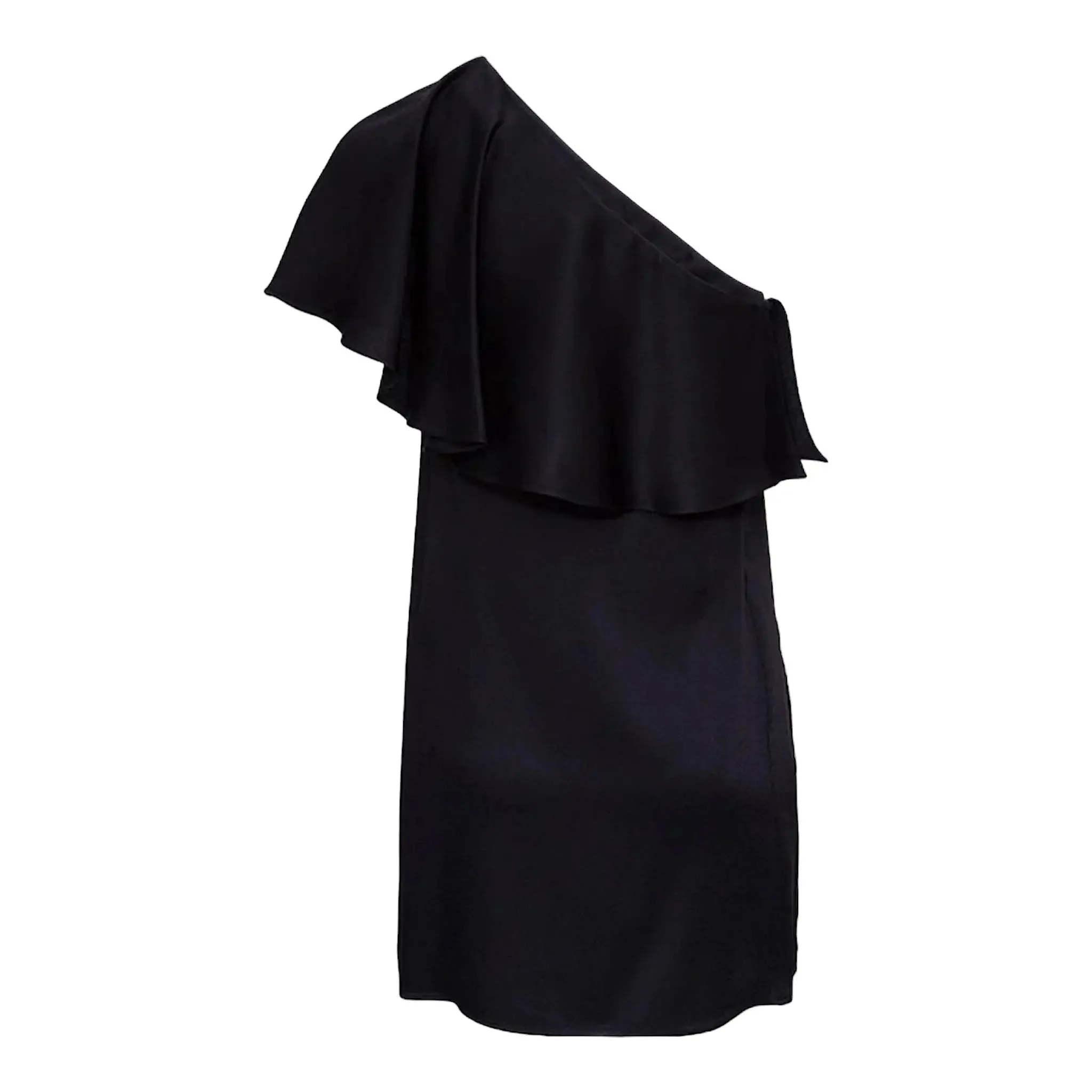 Saint Laurent One-Shoulder Ruffle Mini Dress