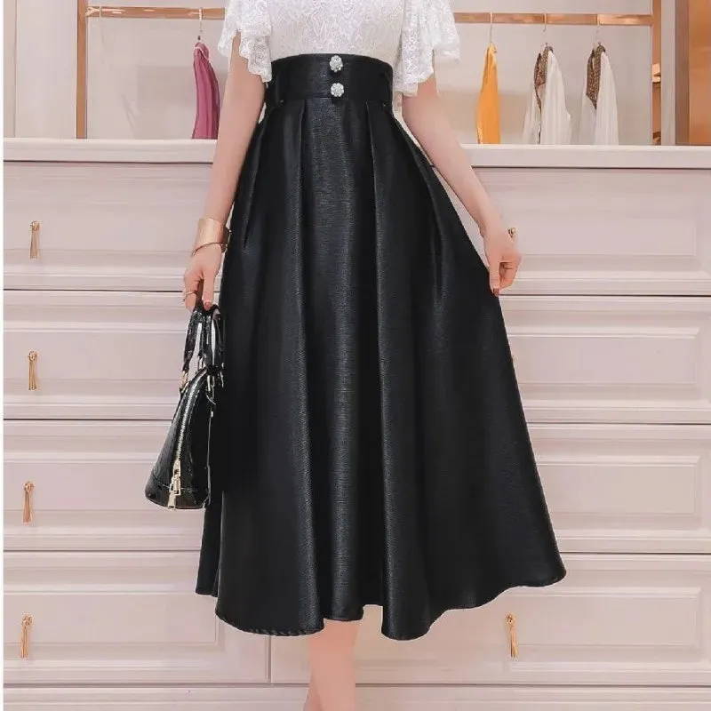 Satin High Waist Half Skirt Style Umbrella For Women