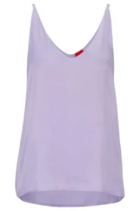 Satin pajama vest with v-neckline and logo straps