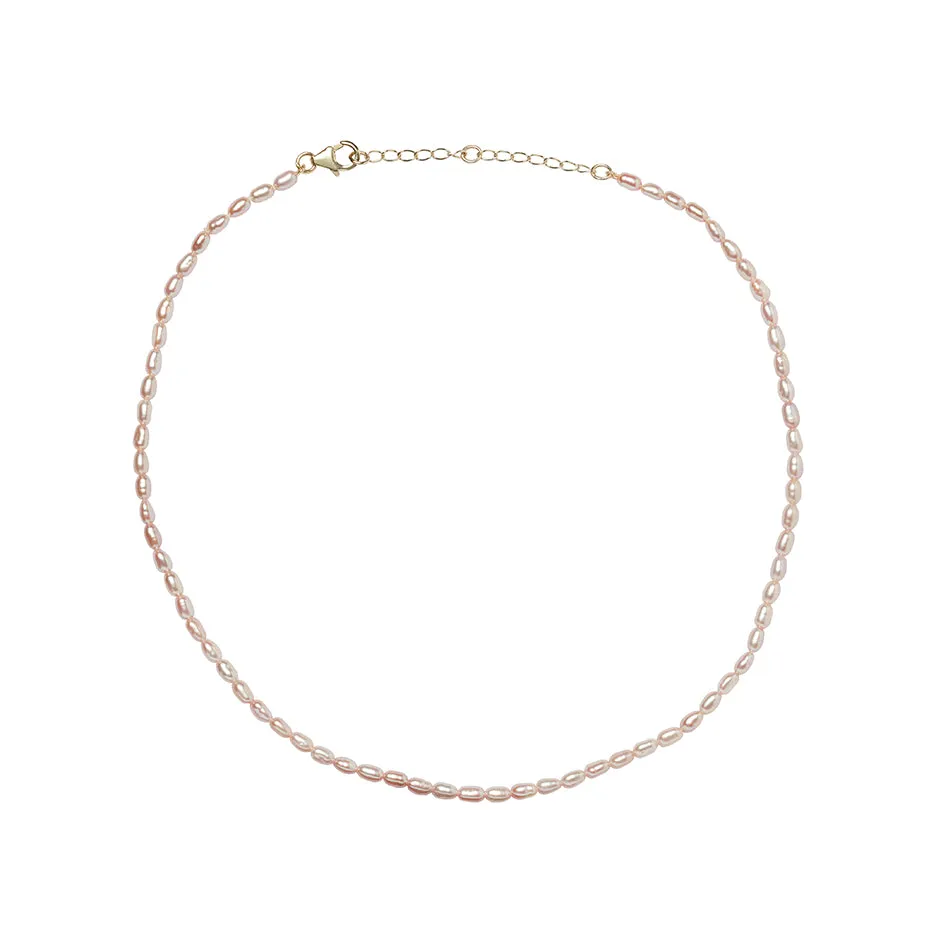 Seed Pearl Necklace Pink