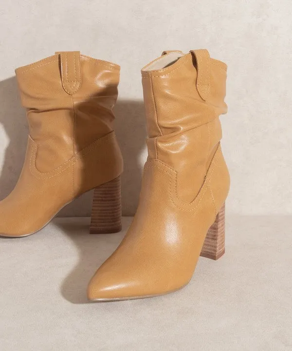 Slip On Western Styled Short Bootie