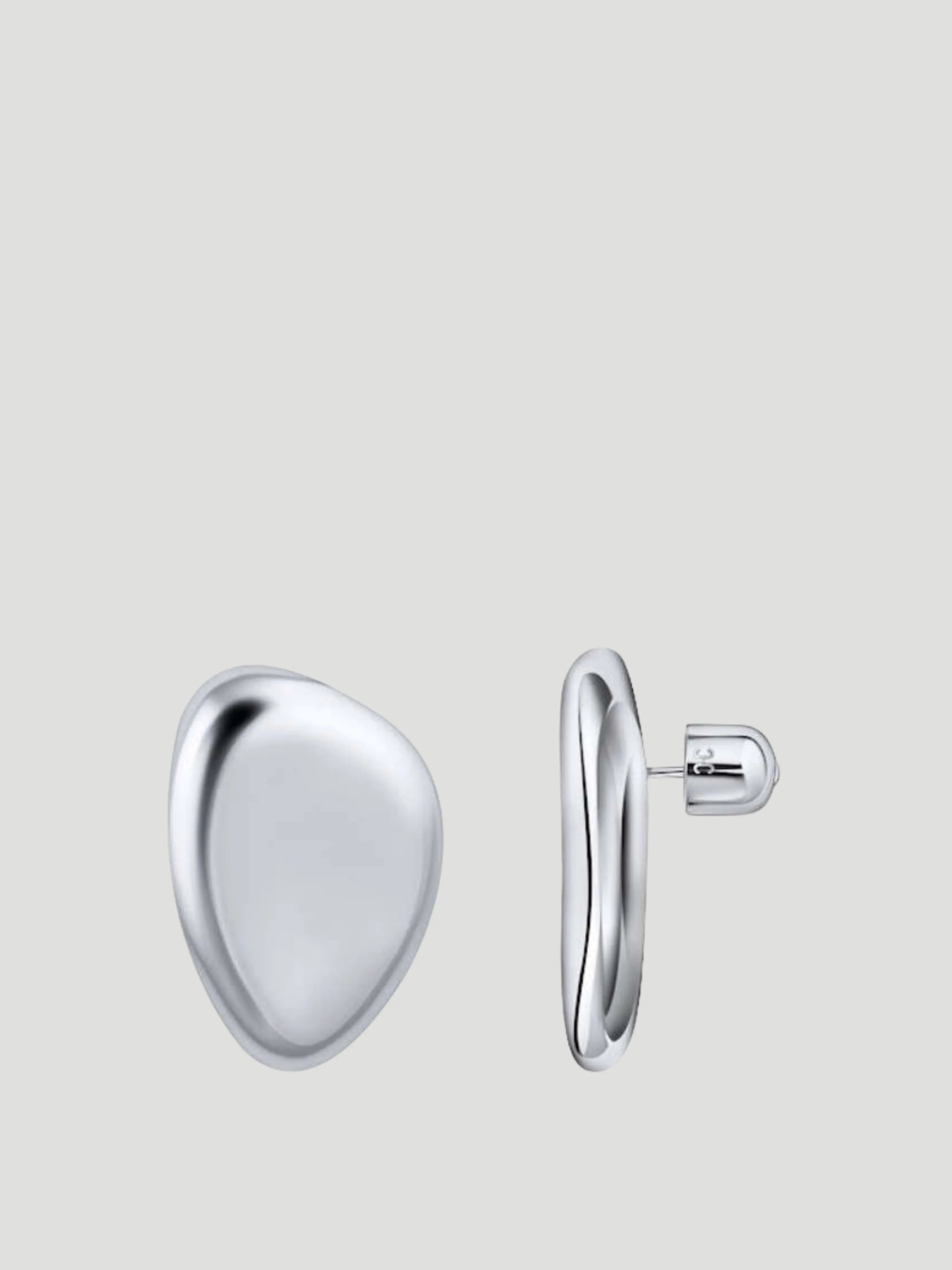 Small Oval Earring Rhodium