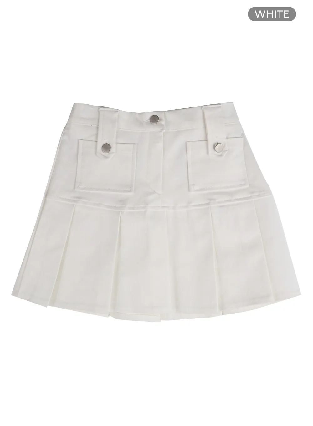 Solid Cotton Pleated Mini Skirt IM406