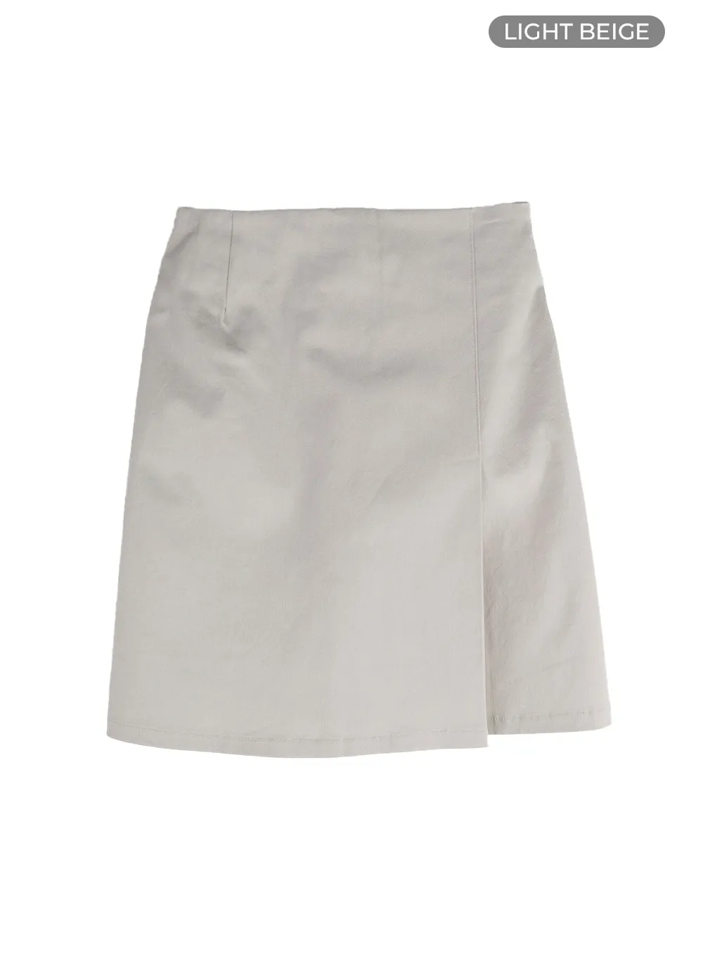 Solid Wrap Cotton Mini Skirt IM406