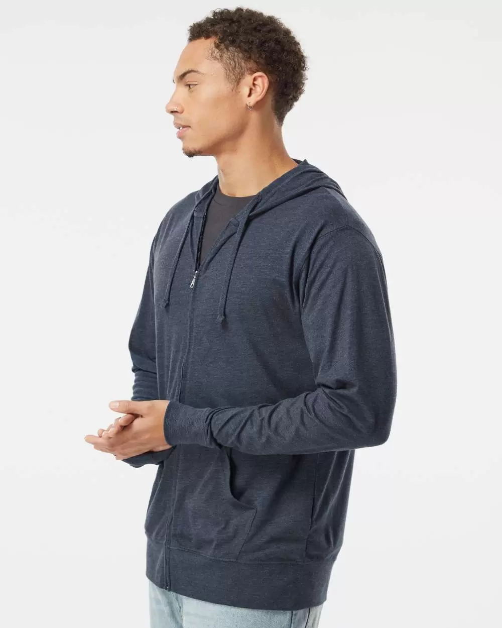 SS150JZ Independent Trading Co. Lightweight Jersey Hooded Full-Zip T-Shirt SKU: SS150JZ