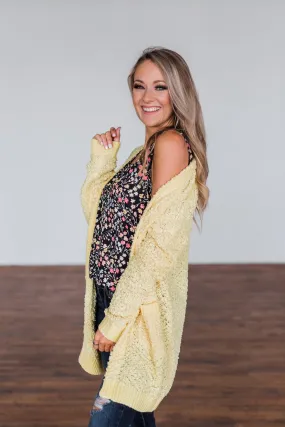 Stealing Glances Popcorn Knit Cardigan- Yellow