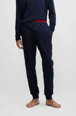 Stretch-cotton jersey pajama bottoms with logo waistband