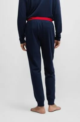 Stretch-cotton jersey pajama bottoms with logo waistband