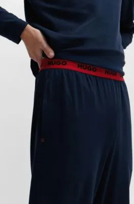 Stretch-cotton jersey pajama bottoms with logo waistband