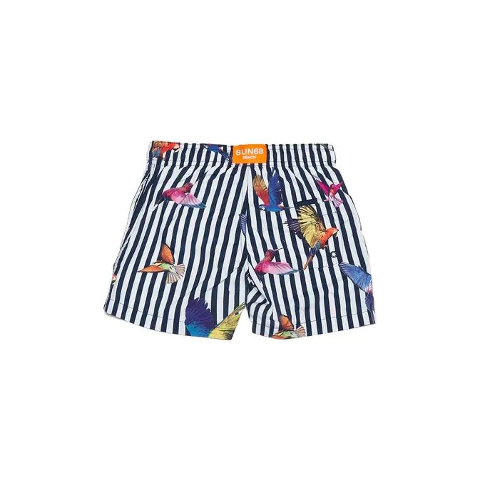 STRIPES SWIM PANT WITH PARROTS Man Navy