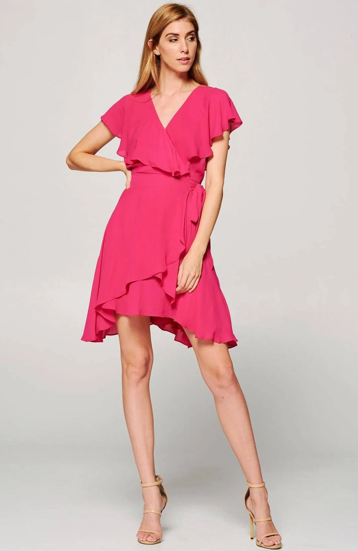 Strut & Bolt Camiri Ruffle Frills Faux Wrap Mini Dress