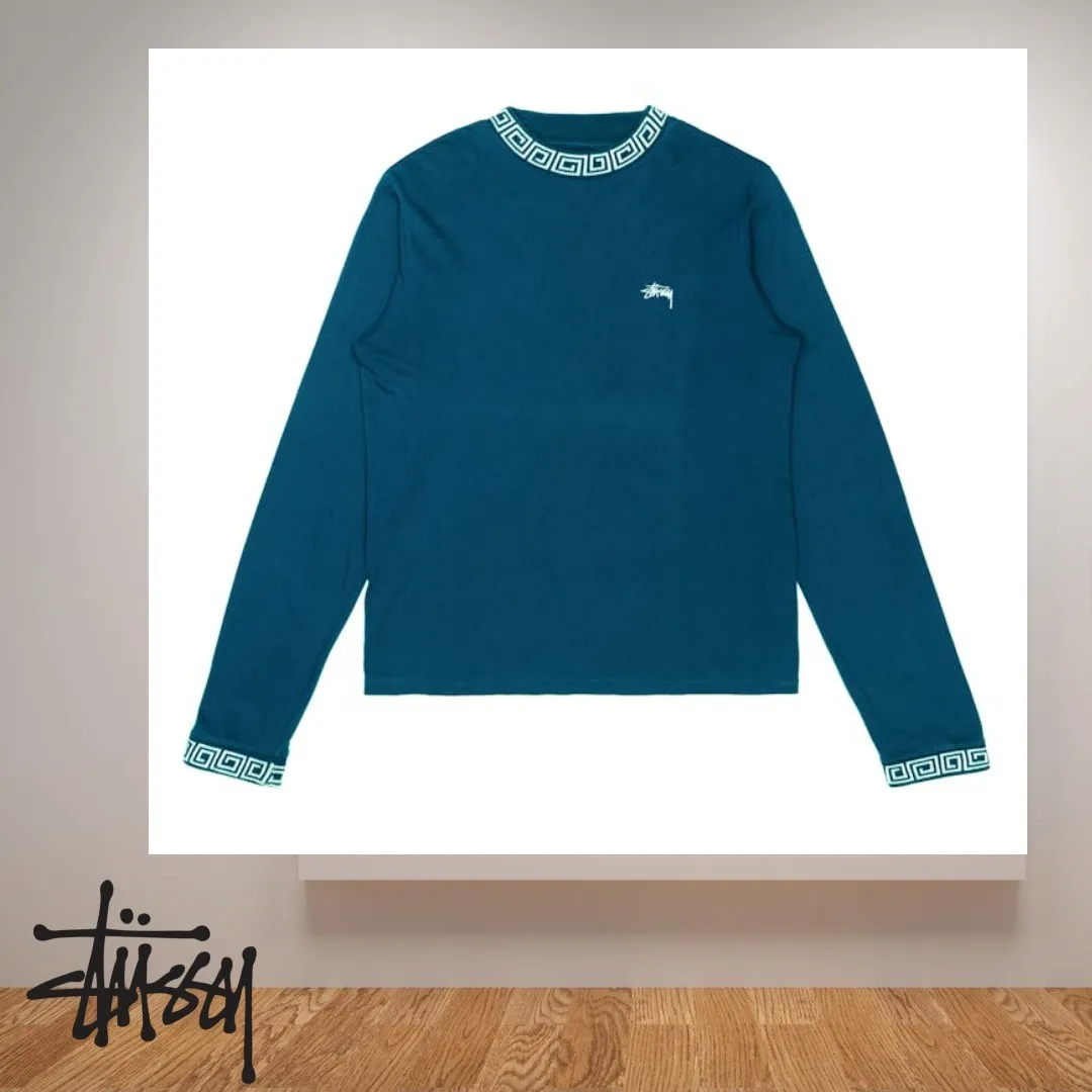 STUSSY  |Unisex Street Style U-Neck Long Sleeves Plain Cotton