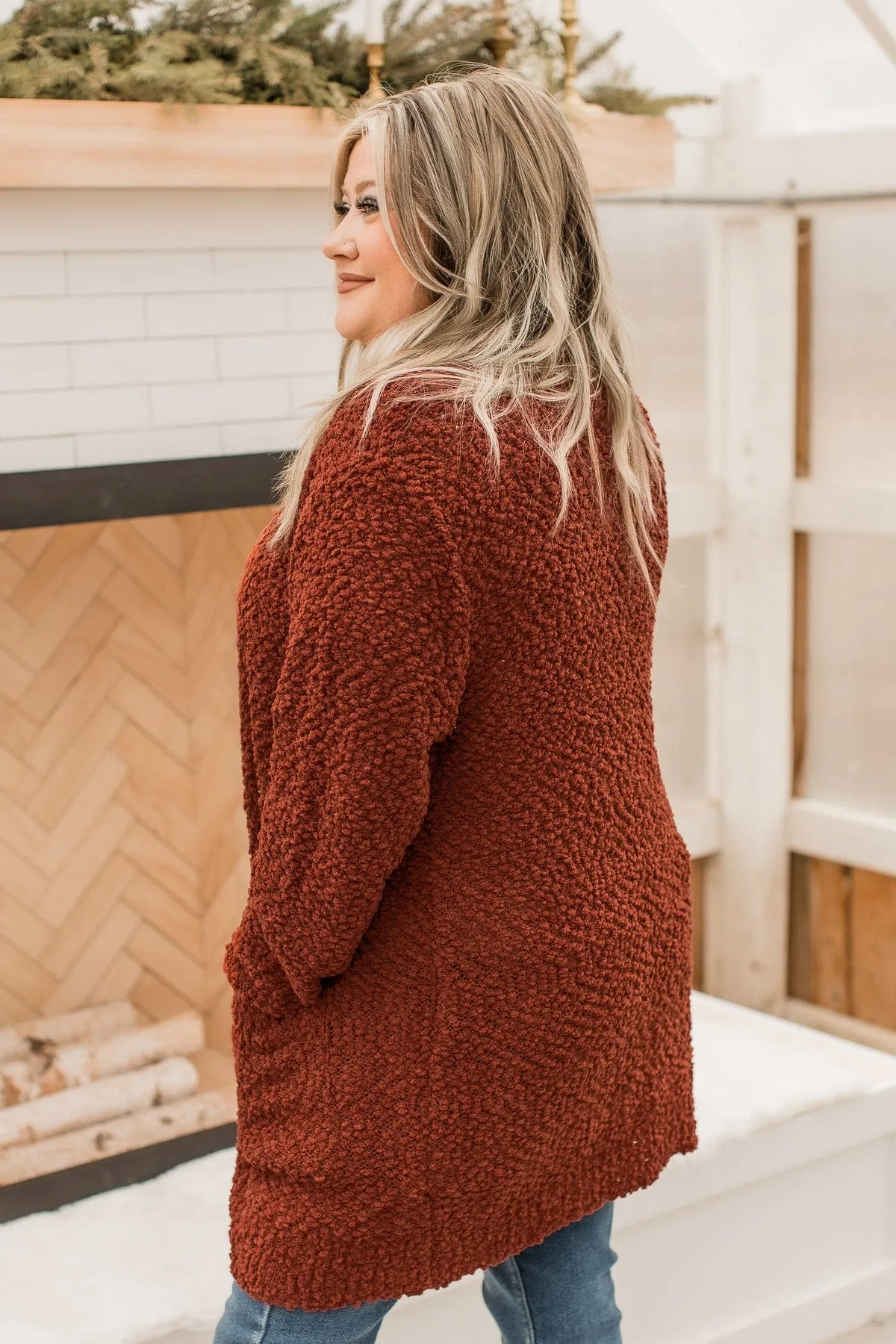 Take Another Look Popcorn Cardigan- Dark Rust