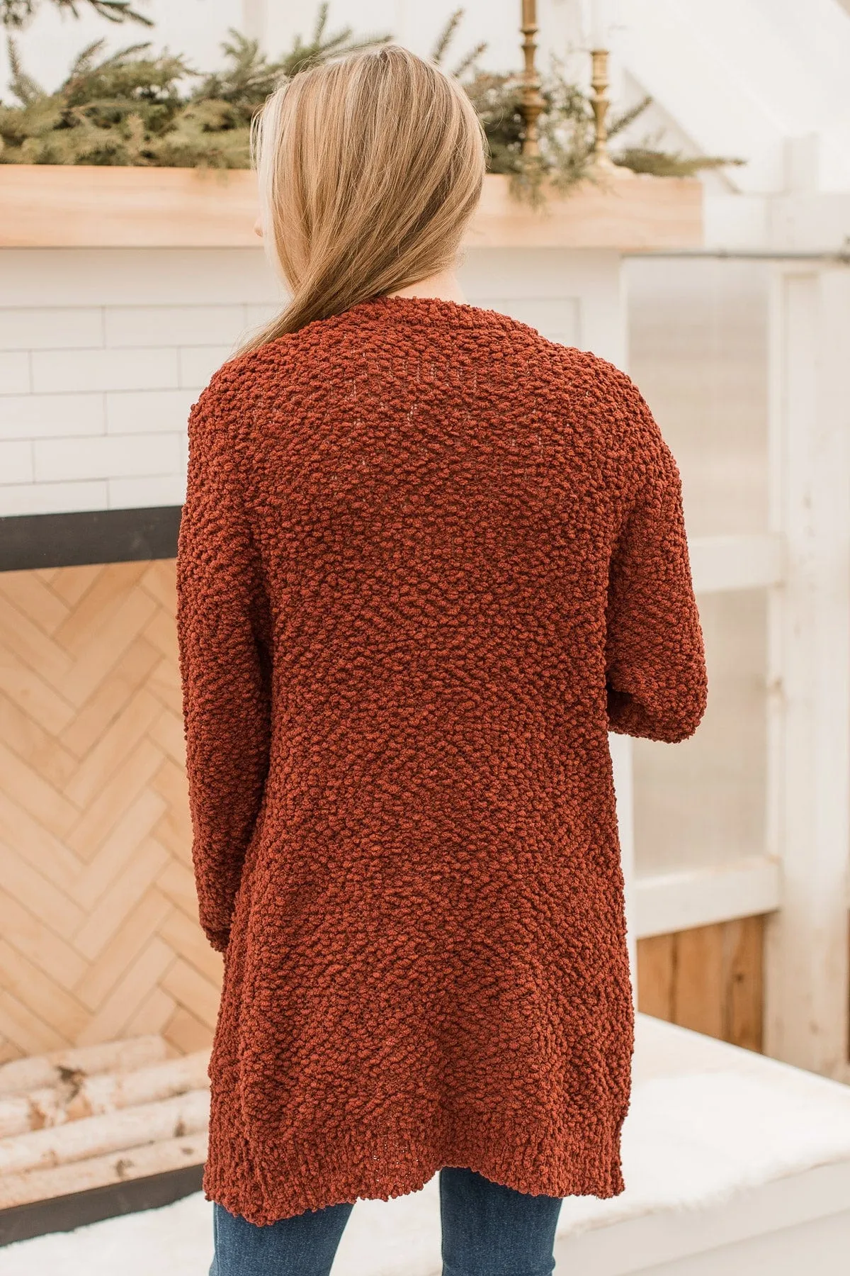 Take Another Look Popcorn Cardigan- Dark Rust