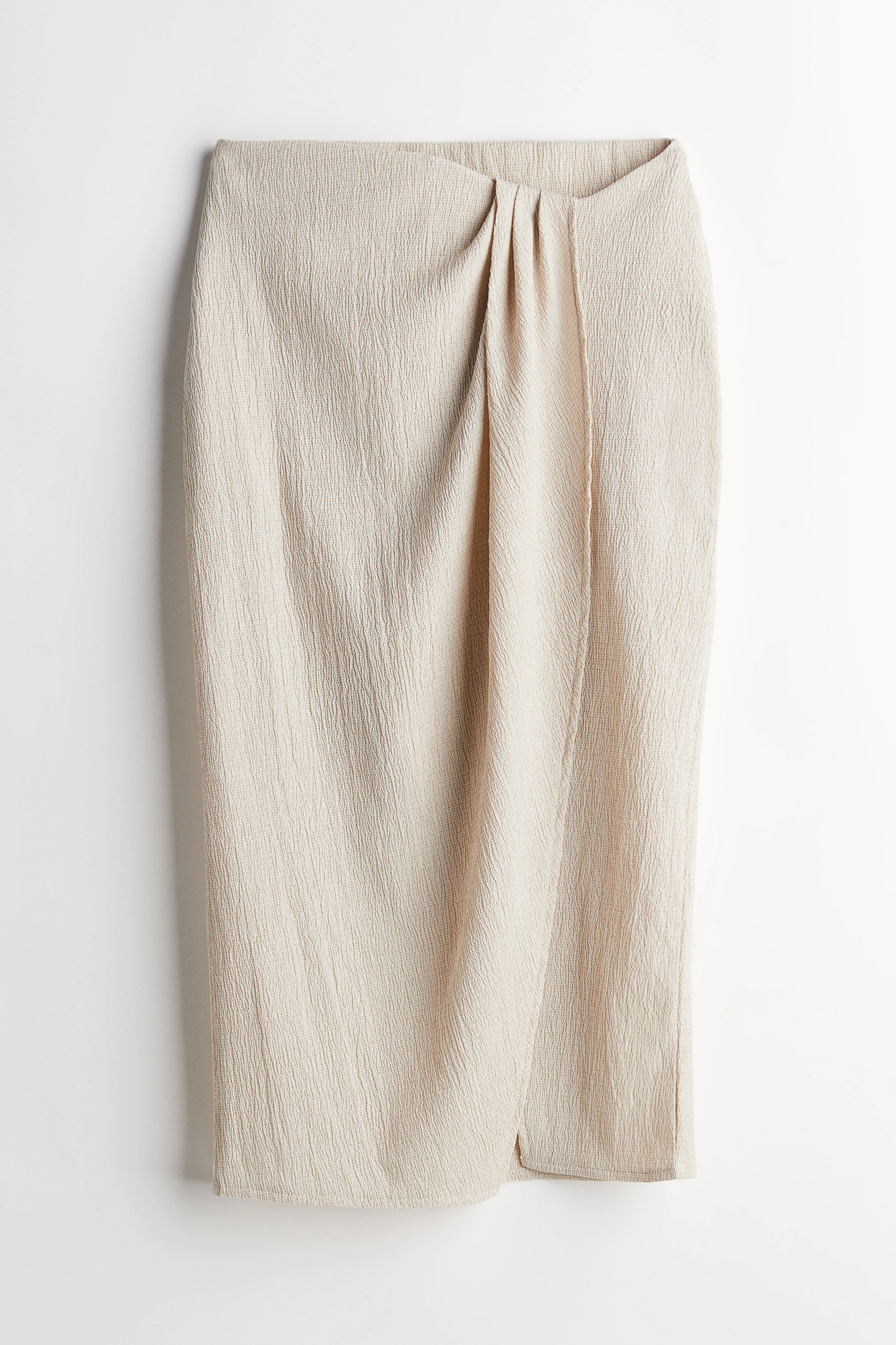 Textured-knit wrap skirt - Regular waist - Midi - Light beige - Ladies | H&M GB