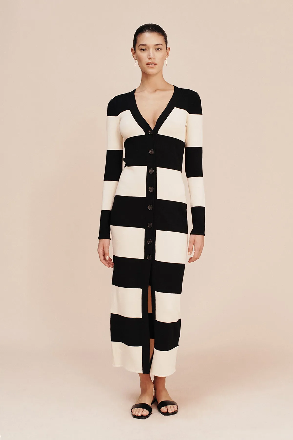 THEO LONG SLEEVE DRESS - BLACK STRIPE