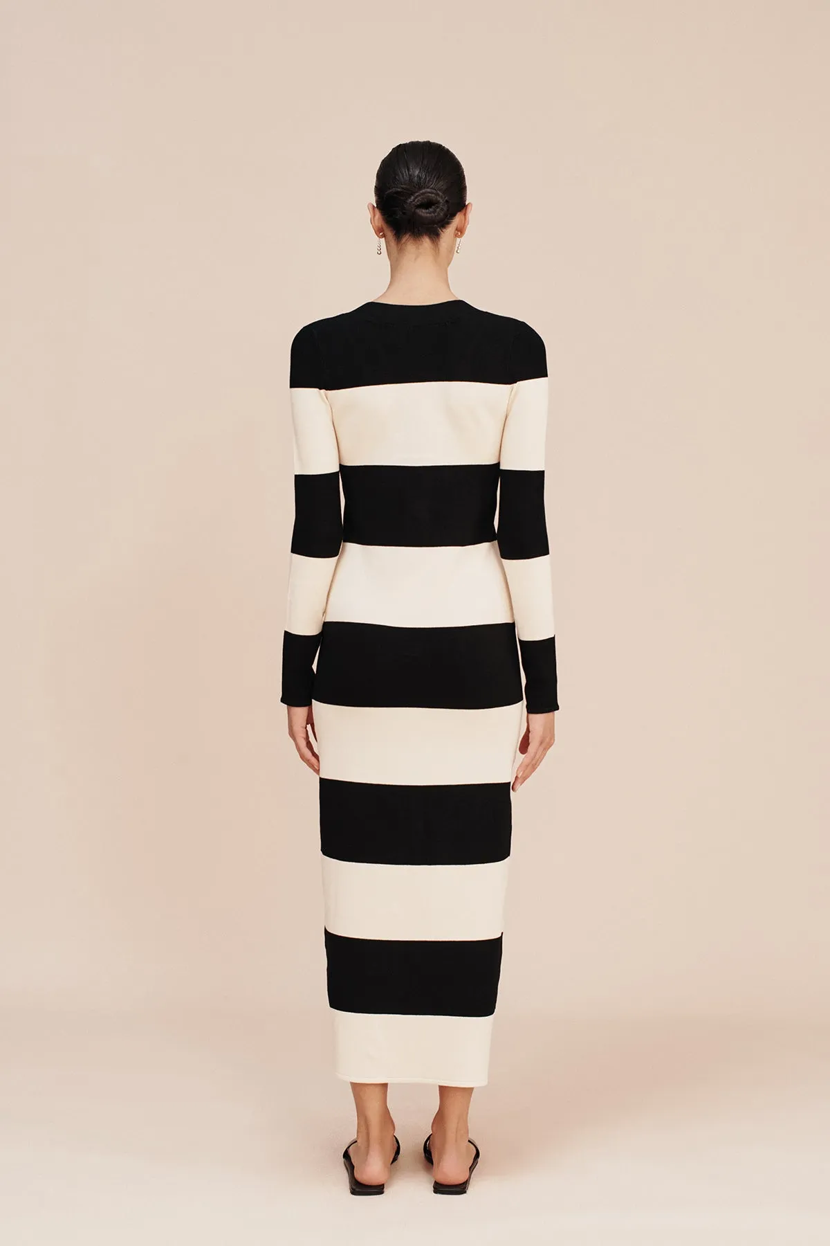 THEO LONG SLEEVE DRESS - BLACK STRIPE