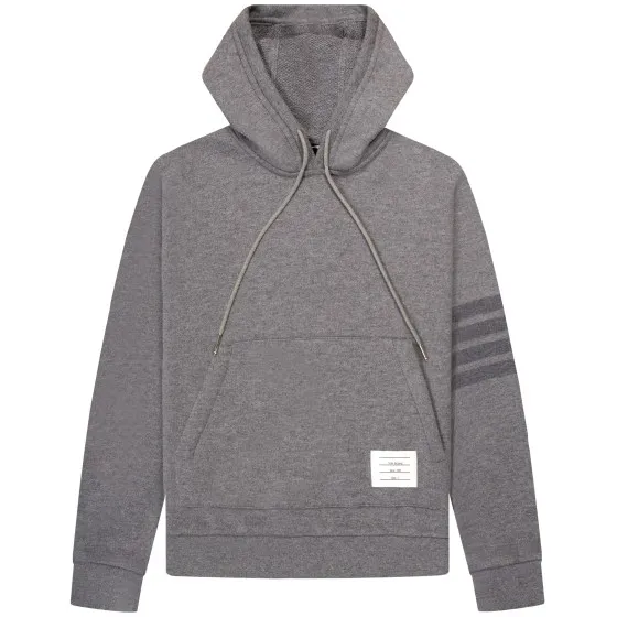 Thom Browne Wool 4-Bar Striped Hoody Grey