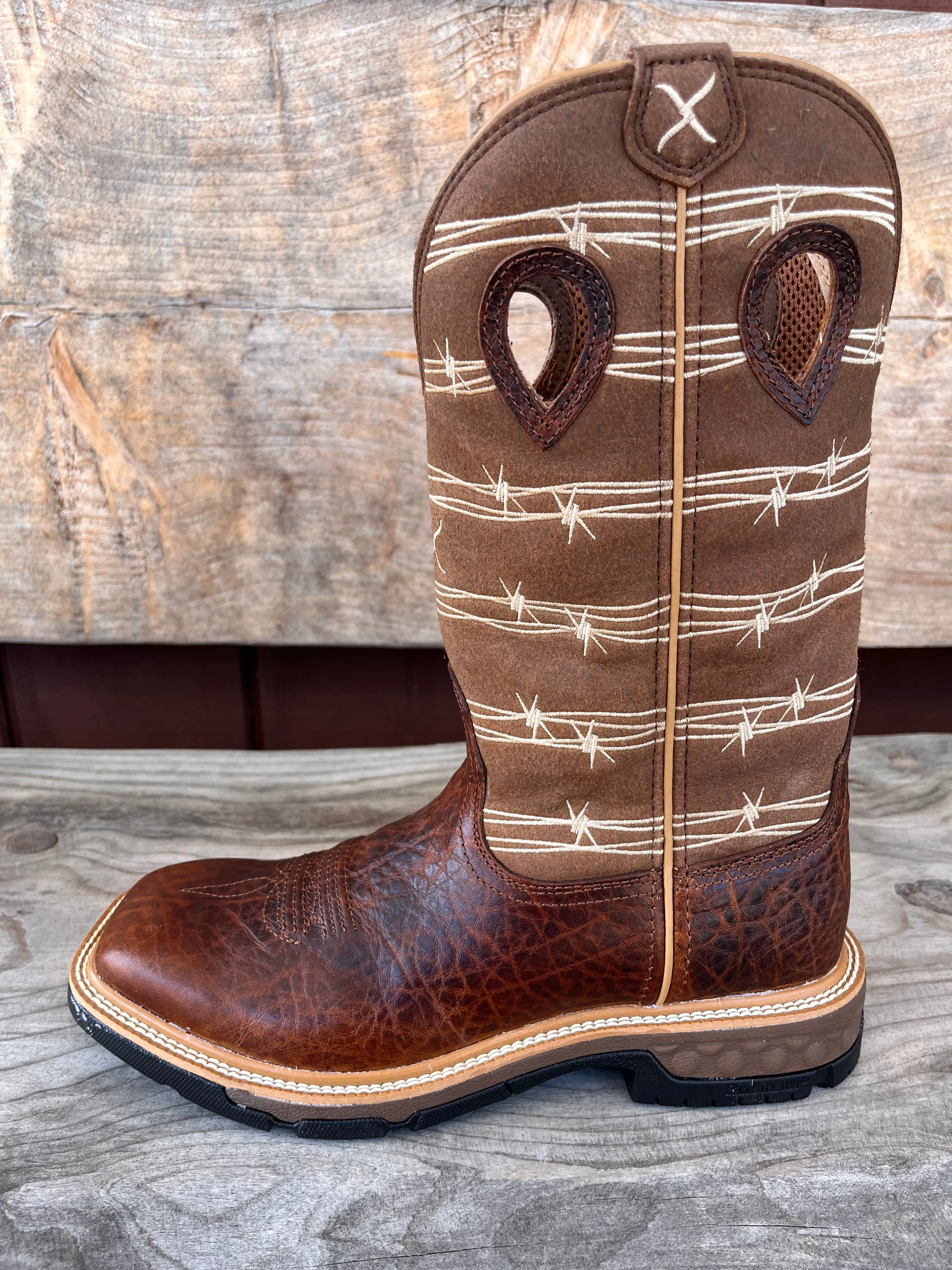 Twisted X Men's Rustic Brown & Lion Tan 12 Soft Toe Western Work Cowboy Boot MXB0010