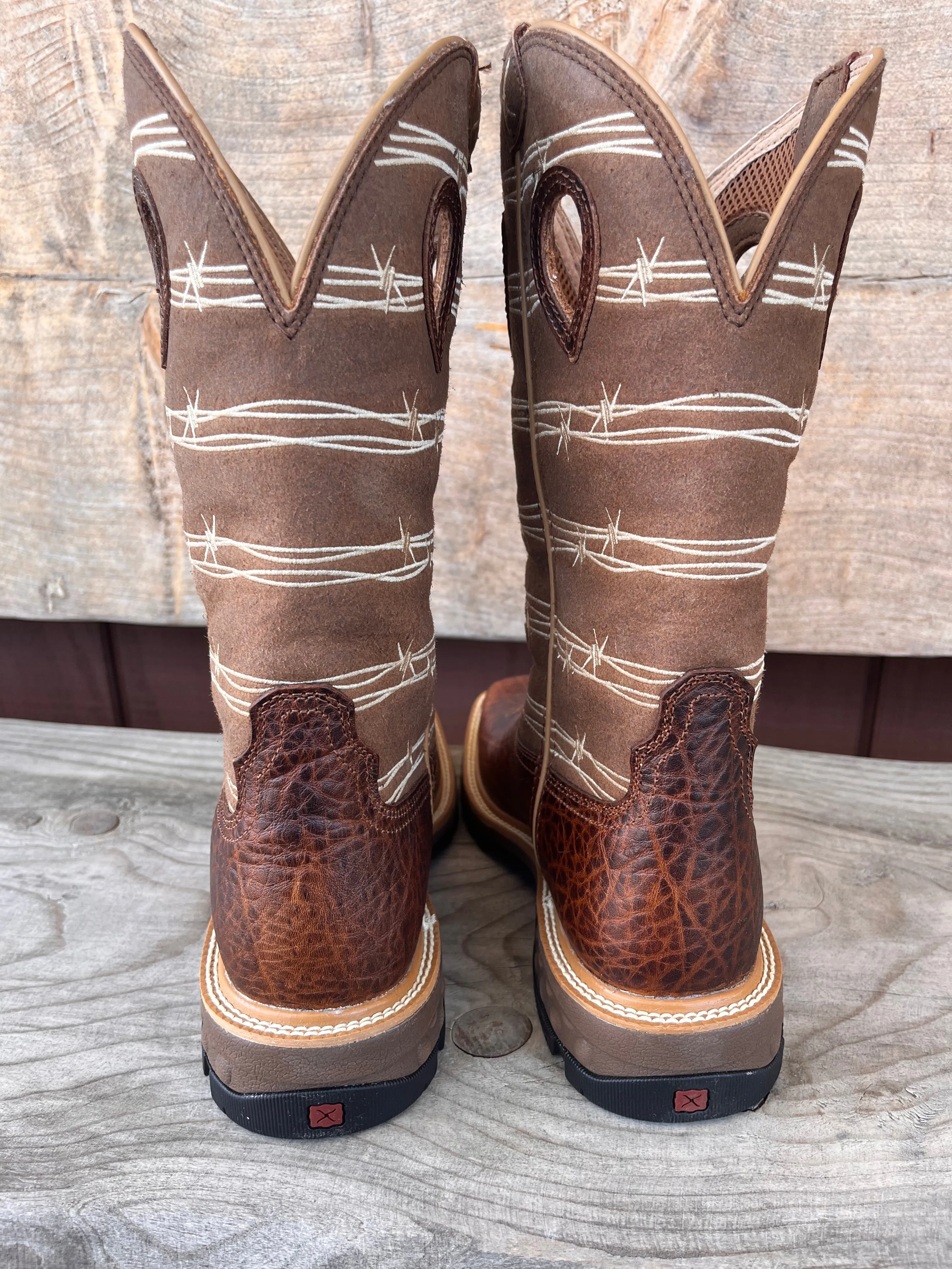 Twisted X Men's Rustic Brown & Lion Tan 12 Soft Toe Western Work Cowboy Boot MXB0010