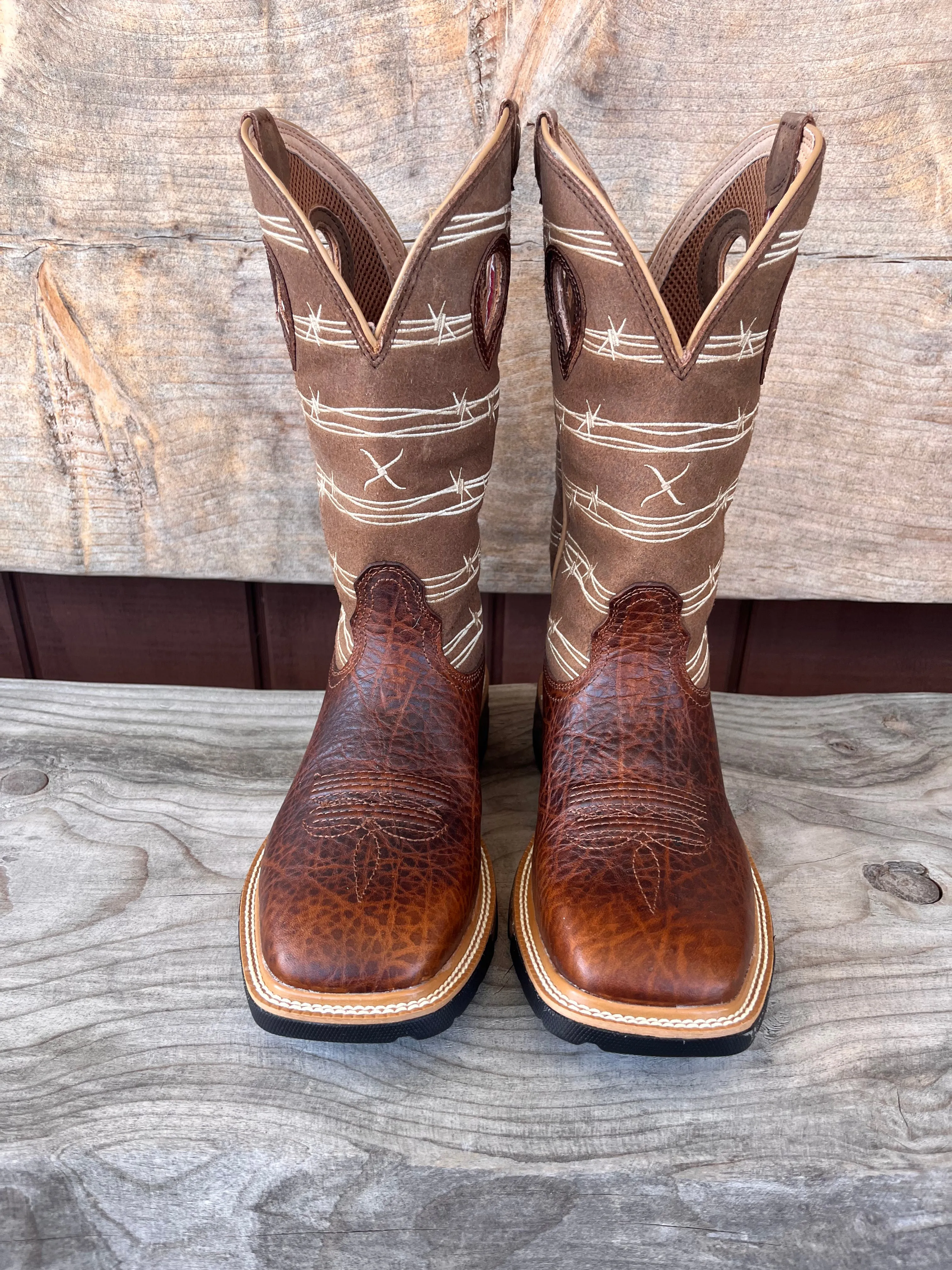 Twisted X Men's Rustic Brown & Lion Tan 12 Soft Toe Western Work Cowboy Boot MXB0010