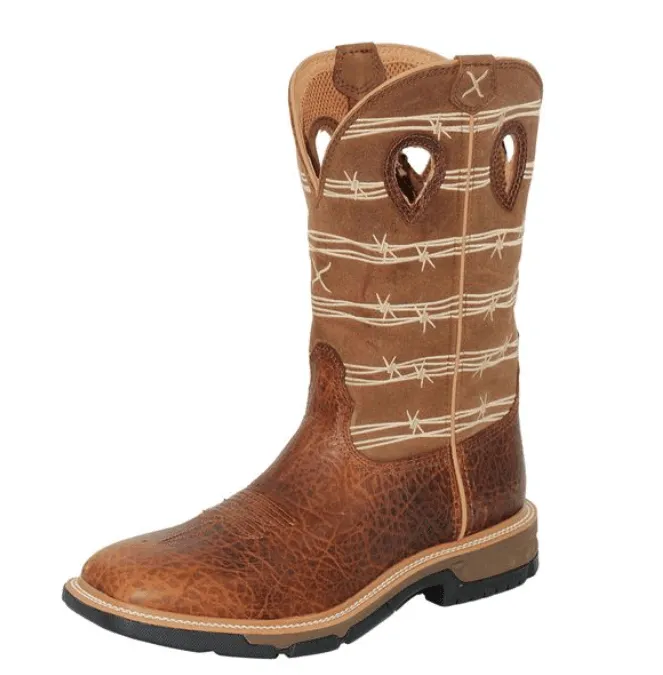 Twisted X Men's Rustic Brown & Lion Tan 12 Soft Toe Western Work Cowboy Boot MXB0010