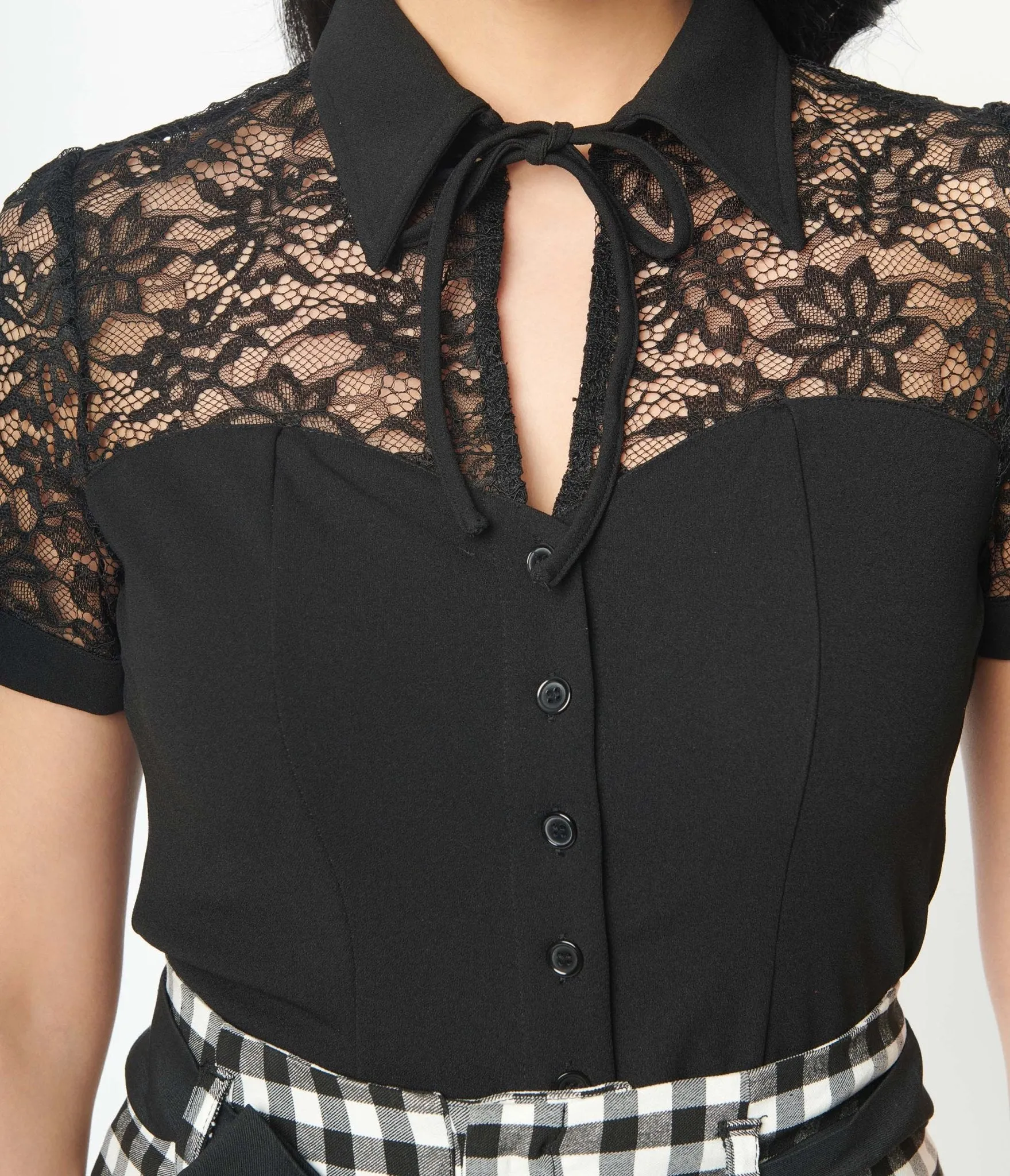 Unique Vintage Black Lace Addison Blouse