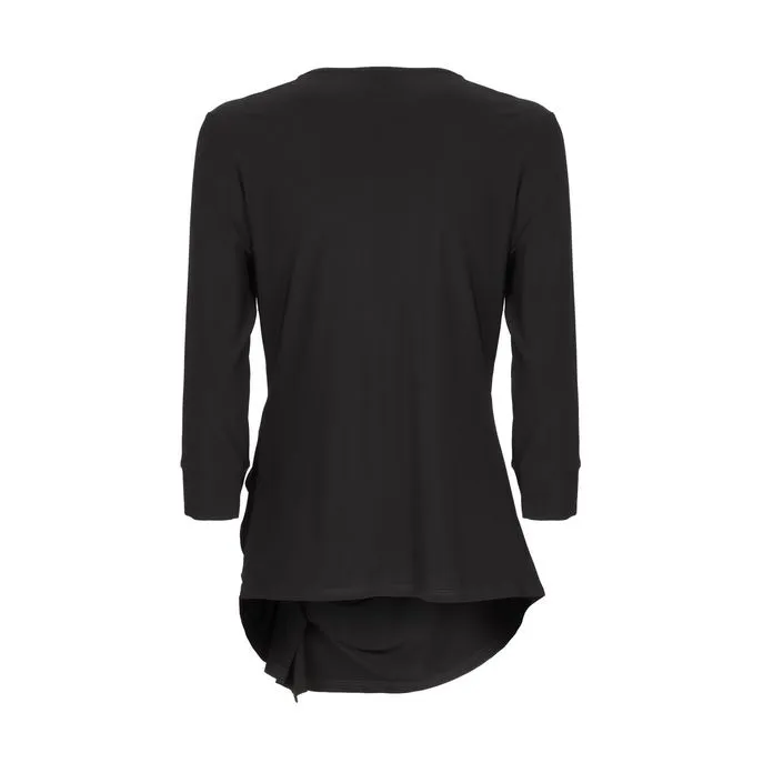 V NECK BLOUSE WITH SIDE DRAPERY Woman Black