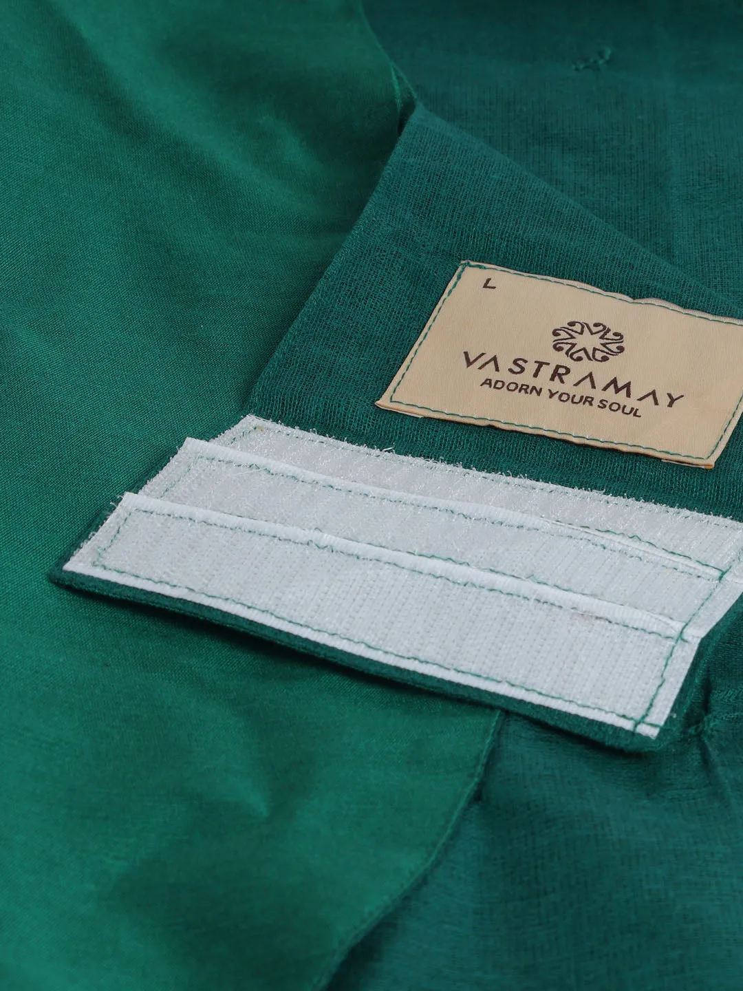 VASTRAMAY Dogs' Green Silk Blend  Shirt And Dupatta Set