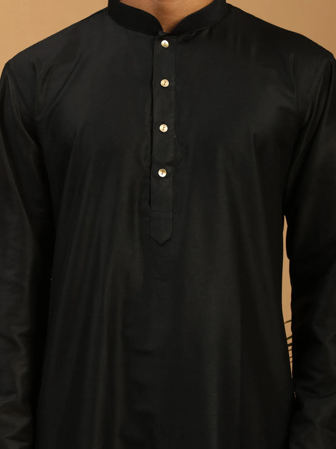 Vastramay Men's Black Viscose Kurta Pant And Dupatta Set