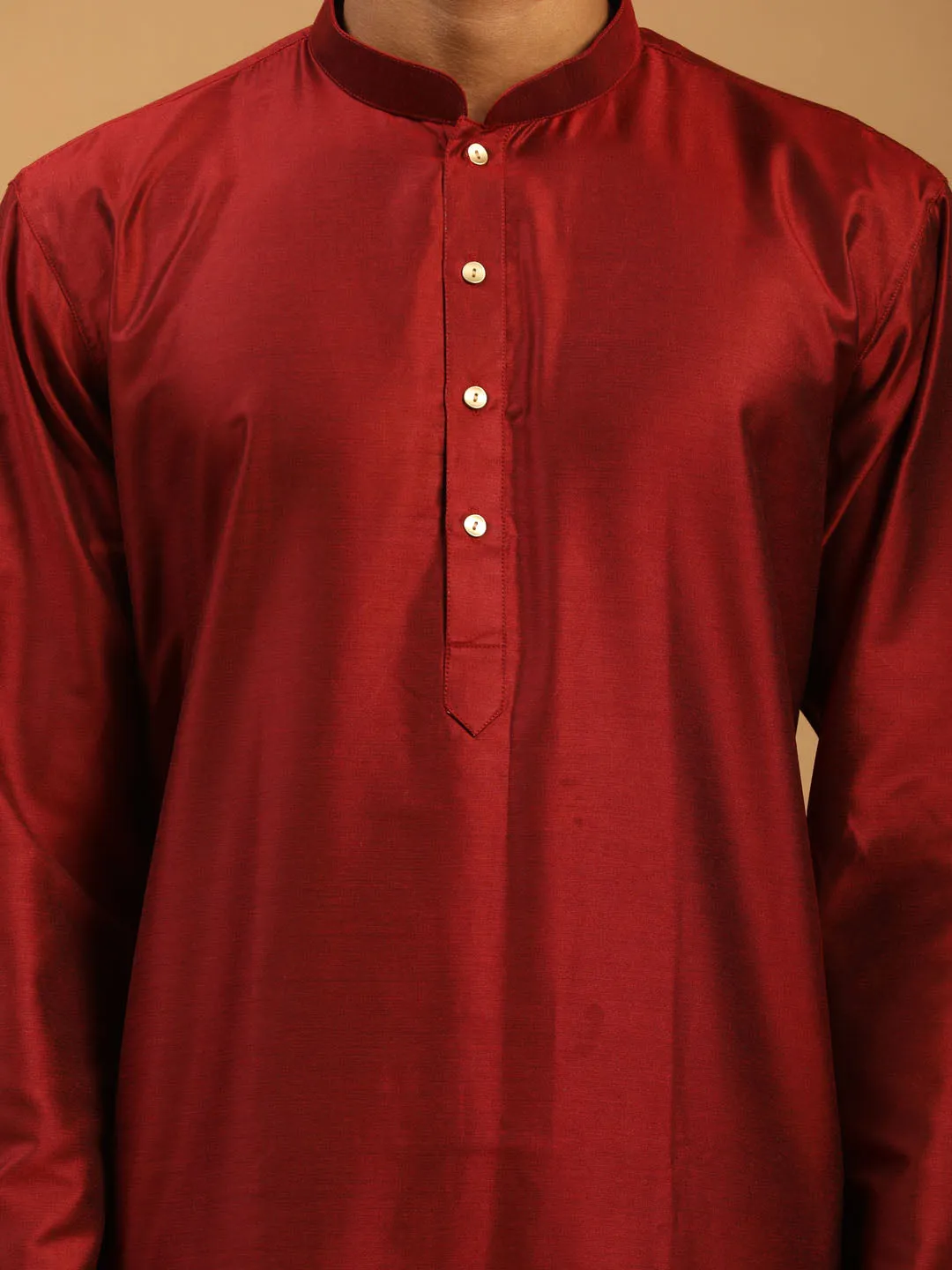 Vastramay Men's Maroon Viscose Kurta Pyjama And Dupatta Set