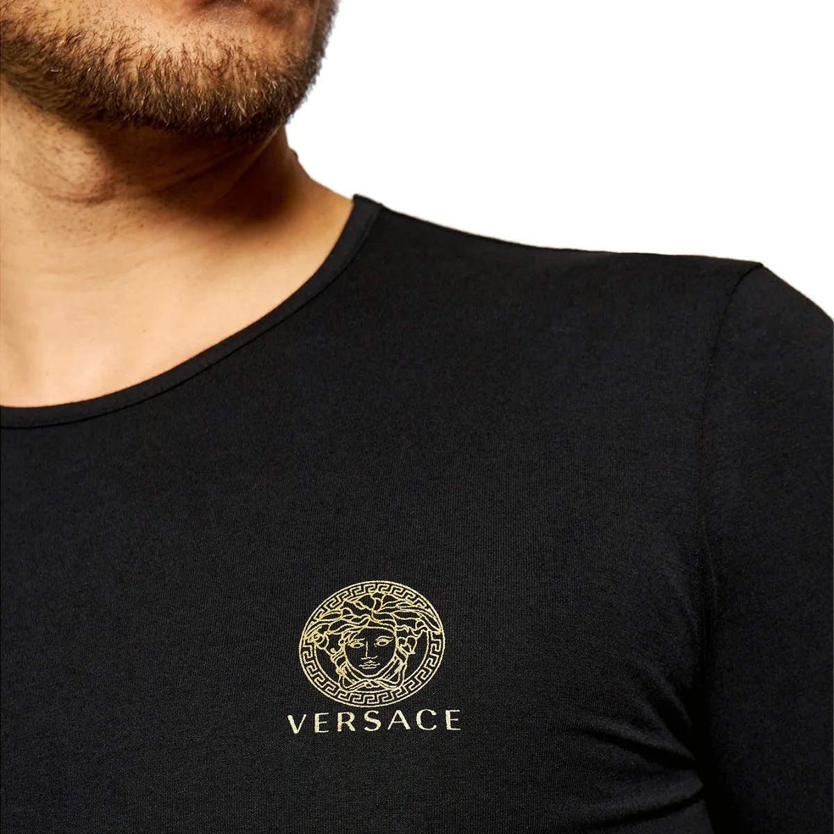 VERSACE  |Crew Neck Street Style Long Sleeves Plain Cotton