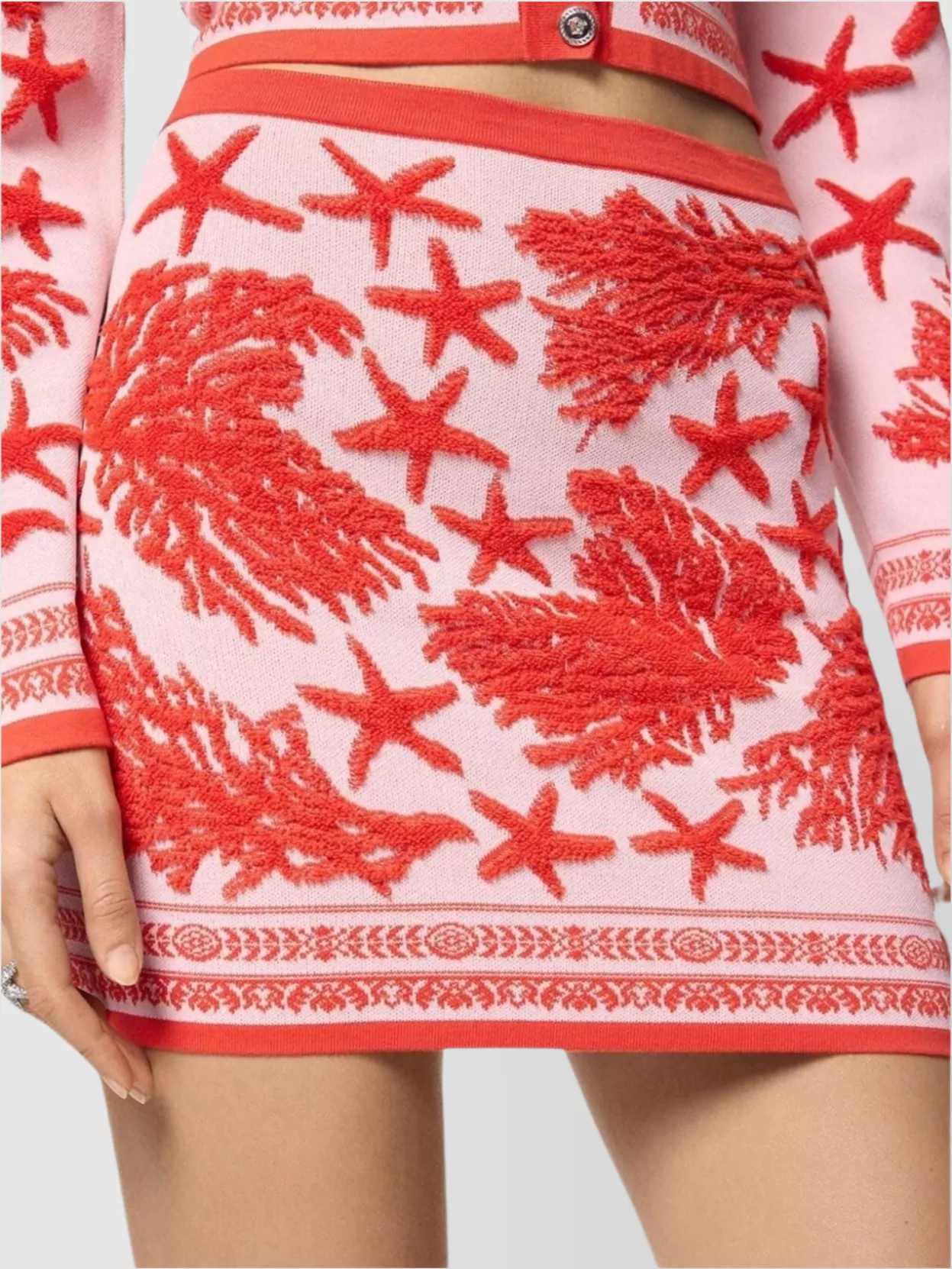 Versace   Sea knit mini skirt with barocco motifs