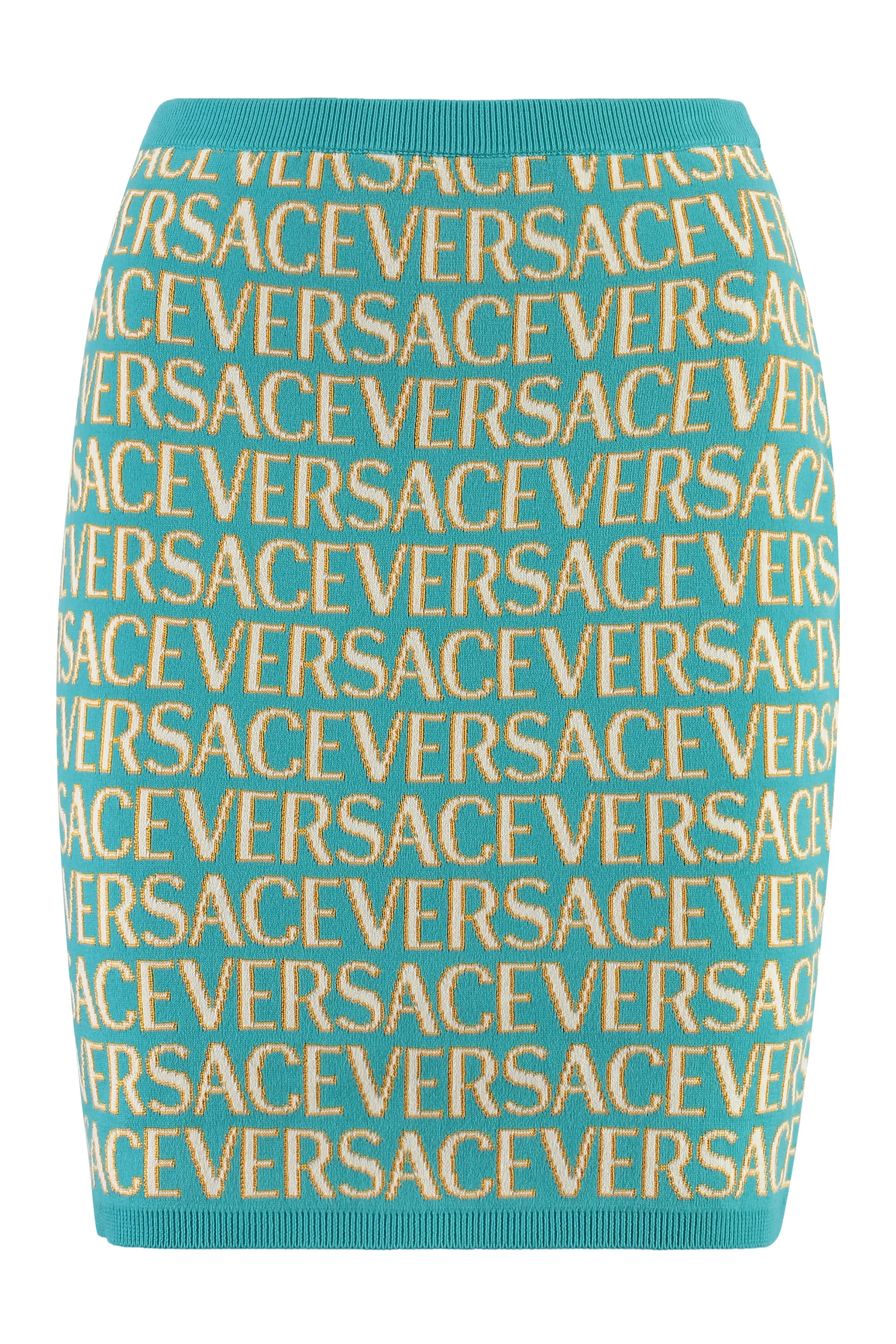 VERSACE Turquoise Knit Mini Skirt for Women in FW23