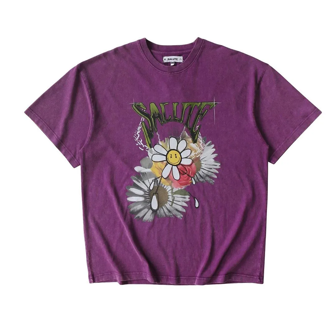 WASHED FLOWER VINTAGE T-SHIRT : PURPLE (Exclusive)