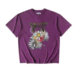 WASHED FLOWER VINTAGE T-SHIRT : PURPLE (Exclusive)