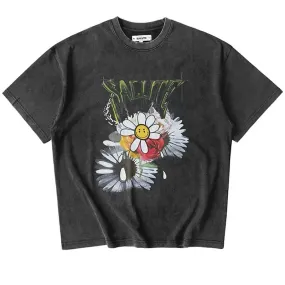 WASHED FLOWER VINTAGE T-SHIRT BLACK