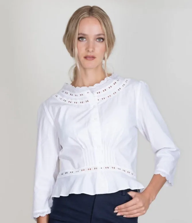 White cotton victoriana-style Sophie blouse