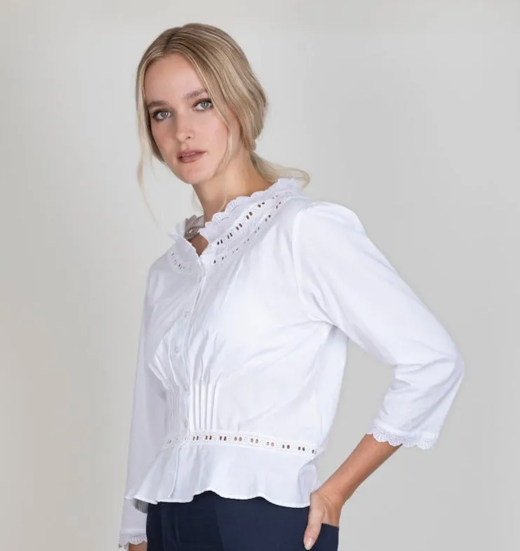 White cotton victoriana-style Sophie blouse